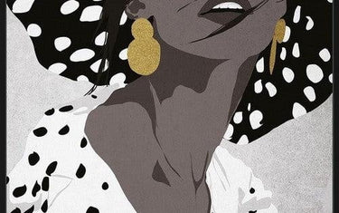 Framed Canvas Art Maria, a monochrome portrait with gold earring detail, 800 x 1200mm