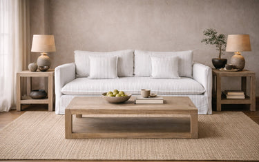White Stripes Slipcover Sofa