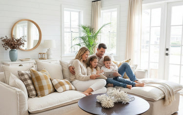 Marsala Slipcover Sofa with reversible chaise in Salt & Pepper linen-cotton