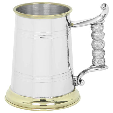 1 Pint Pewter and Brass Beer Mug Tankard - Rope Style Handle at Online8 Furniture Auckland NZ