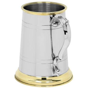 1 Pint Pewter and Brass Traditional Beer Mug Tankard at Online8 Furniture Auckland NZ