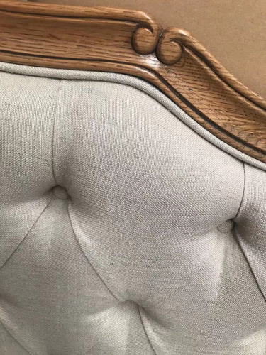 French Provincial Queen Headboard Beige Linen Oak