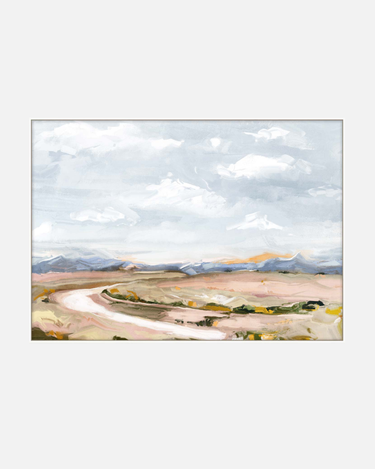 Track Print canvas artwork in a natural frame