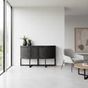 4 Door Hall Table with Metal Base Oak/Iron at Online8 Furniture Auckland NZ