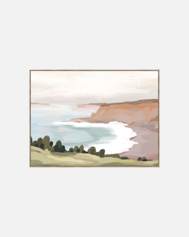 Tas Print canvas artwork in a natural frame