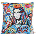 Graffiti reworked classical portrait velvet cushion, 550 x 550mm