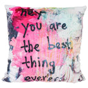 Script velvet cushion reading hey you are the best thing ever, 550 x 550mm