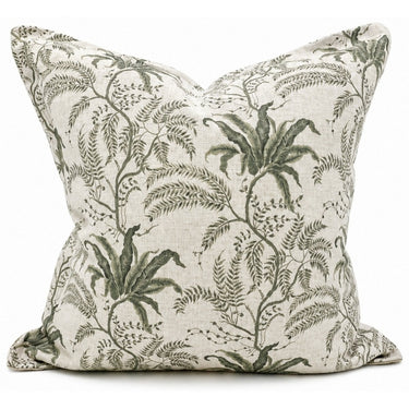 Snugg & Co green floral herringbone cushion, 550 x 550mm square