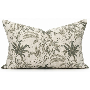 Snugg & Co green floral herringbone lumbar cushion, 400 x 600mm