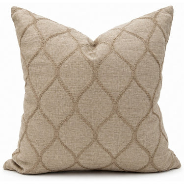 Snugg & Co diamond embroidered natural linen cushion, 550 x 550mm square