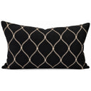 Snugg & Co diamond embroidered black linen lumbar cushion, 400 x 600mm