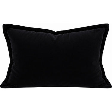 Snugg & Co black cotton velvet lumbar cushion, 400 x 600mm