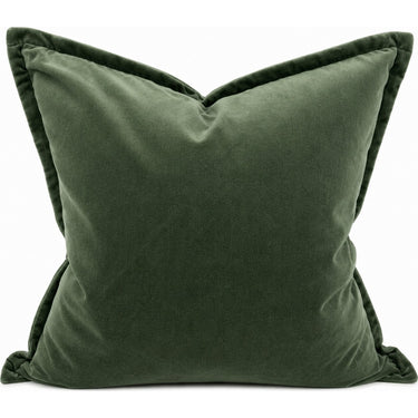 Snugg & Co green cotton velvet cushion, 550 x 550mm square