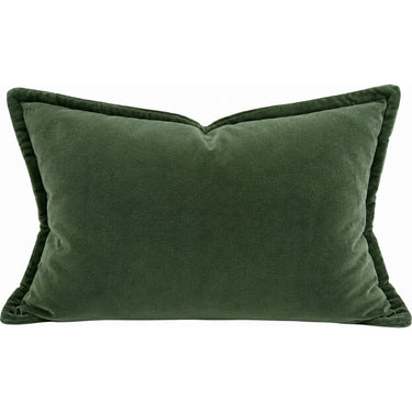Snugg & Co green cotton velvet lumbar cushion, 400 x 600mm