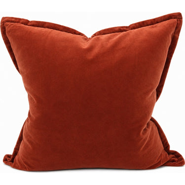 Snugg & Co burnt terracotta cotton velvet cushion, 550 x 550mm square