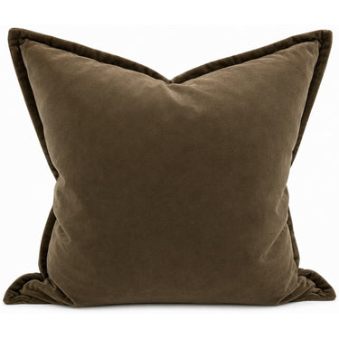 Snugg & Co olive cotton velvet cushion, 550 x 550mm square