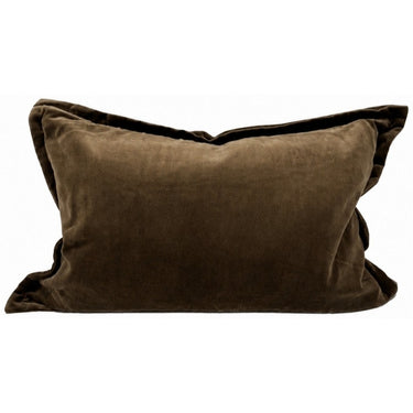 Snugg & Co olive velvet lumbar cushion, 400 x 600mm