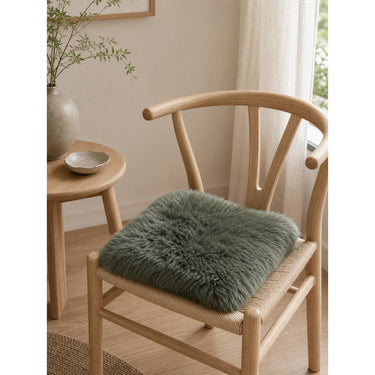 Kaikoura Long Wool Square Seat Pad - Thyme at Online8 Furniture Auckland NZ