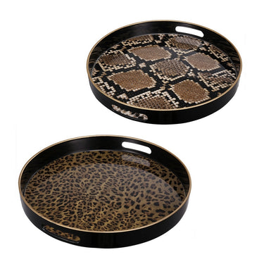 Snake Print Round Trays - Set of 2 at Online8 Furniture Auckland NZ