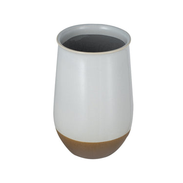Ceramic Vase - White & Terracotta 25cm at Online8 Furniture Auckland NZ