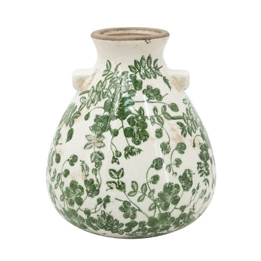 Ceramic Vase - Green & White 20cm at Online8 Furniture Auckland NZ
