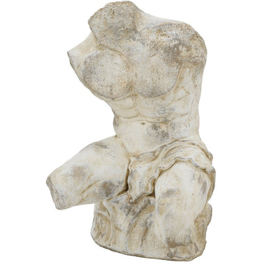 Belvedere torso statue in antique stone finish, 580mm tall, with draped fabric detail