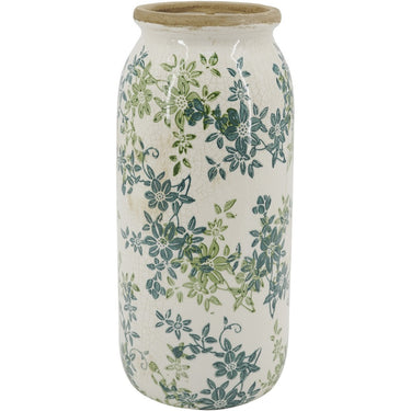 Green Floral Vase - 32cm at Online8 Furniture Auckland NZ