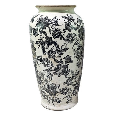 Black Floral Vase - 37cm at Online8 Furniture Auckland NZ