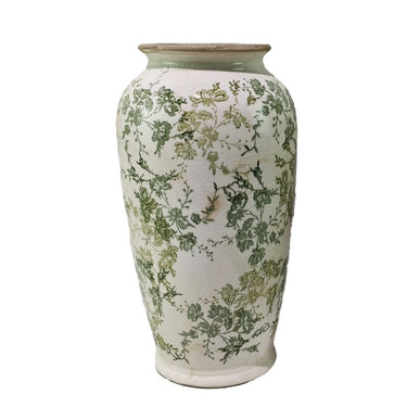 Green Floral Vase - 37cm at Online8 Furniture Auckland NZ