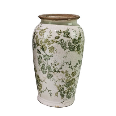 Green Floral Vase - 30cm at Online8 Furniture Auckland NZ