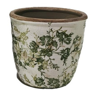 Green Floral Pot - 14cm at Online8 Furniture Auckland NZ