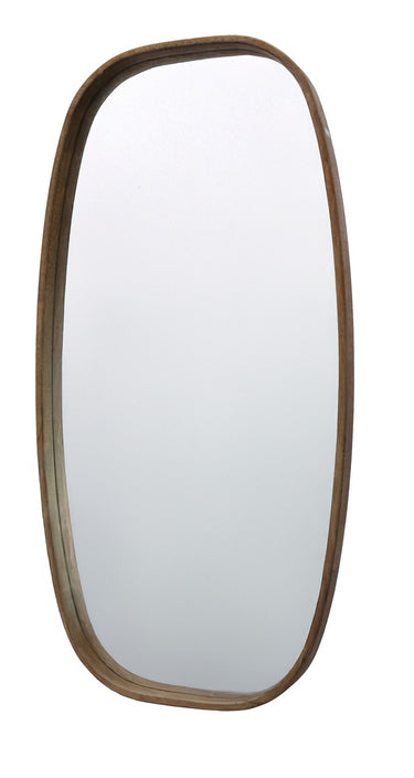 Walnut rubberwood oval wall mirror, 1200 x 600mm