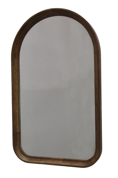 Walnut rubberwood arch wall mirror, 1000 x 600mm