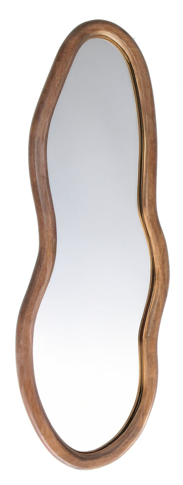 Walnut squiggle full-length mirror style 3 with deep S-curve, 520 x 1500mm