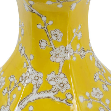 Plum Blossom Hexagonal Vase - Ming Yellow (36cm)