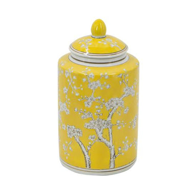 Plum Blossom Lidded Jar - Ming Yellow (34.3cm)