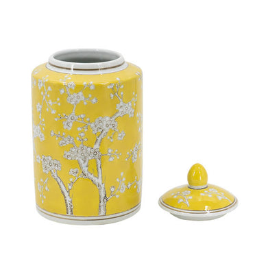 Plum Blossom Lidded Jar - Ming Yellow (34.3cm)