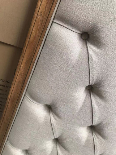 French Provincial Queen Headboard Beige Linen Oak