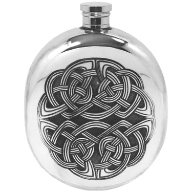 6oz Oval Sporran Pewter Hip Flask with Intricate Celtic Design at Online8 Furniture Auckland NZ