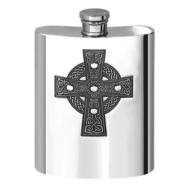 6oz Pewter Hip Flask with Intricate Celtic Cross Design at Online8 Furniture Auckland NZ