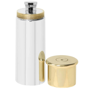 6oz Pewter Shotgun Cartridge Hip Flask with Brass Lid at Online8 Furniture Auckland NZ
