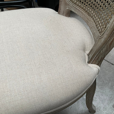 Vintage French Provincial Rattan Back Dining Chair - oak frame detail