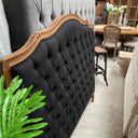 French Provincial Queen Headboard Black Linen Oak