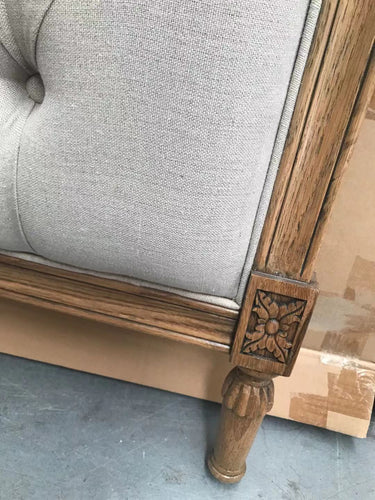 French Provincial Queen Headboard Beige Linen Oak