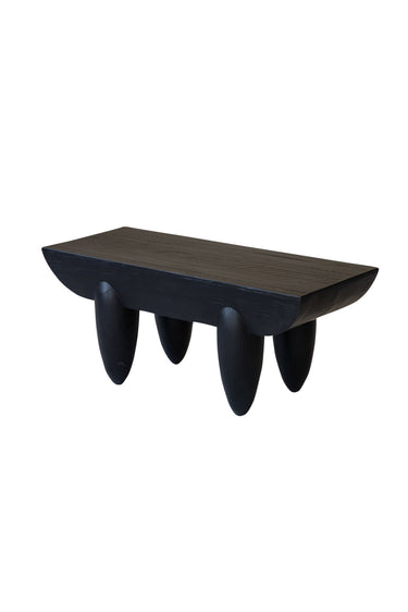 JONES Malawi bench and coffee table in recycled pine with brushed matt black finish