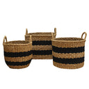 Jute Striped Baskets A/3 - Black/Natural