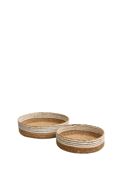 Ayla Flat Baskets A/2 - Natural w/White
