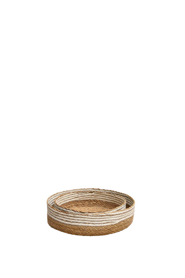 Ayla Flat Baskets A/2 - Natural w/White alternate view