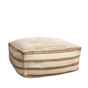 Navara Pouf handwoven in natural seagrass and jute with white detail