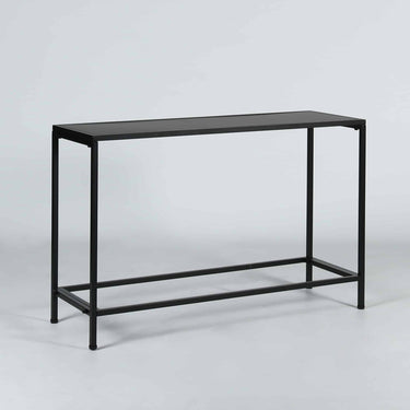 Frame Console in black iron, angled view